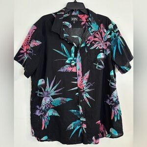 Billabong Tropical Camp Shirt Mens Sz XL Button Down Hawaiian Colorful Toucan